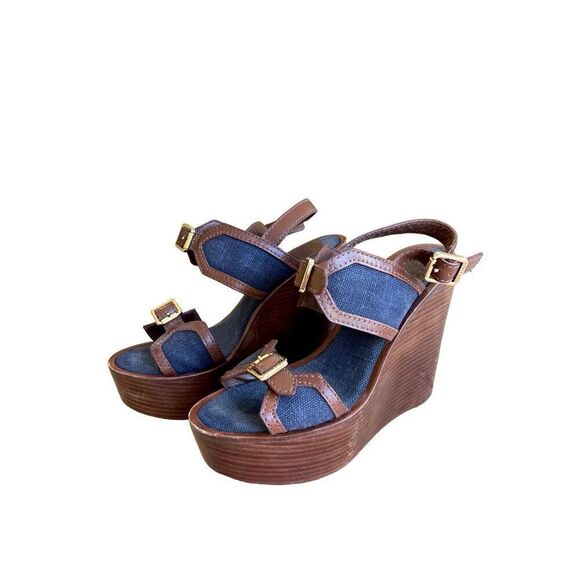 Tory Burch Florian High Wedge Sandal Size 7 - Picture 5 of 15